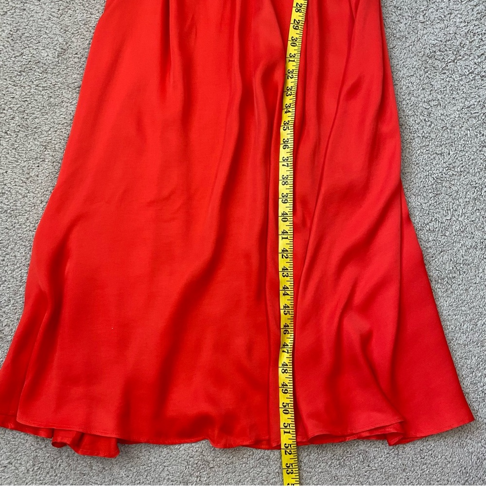 Farm Rio Ruched Cut Out Satin Maxi Dress‎ Red XS - Picture 9 of 9